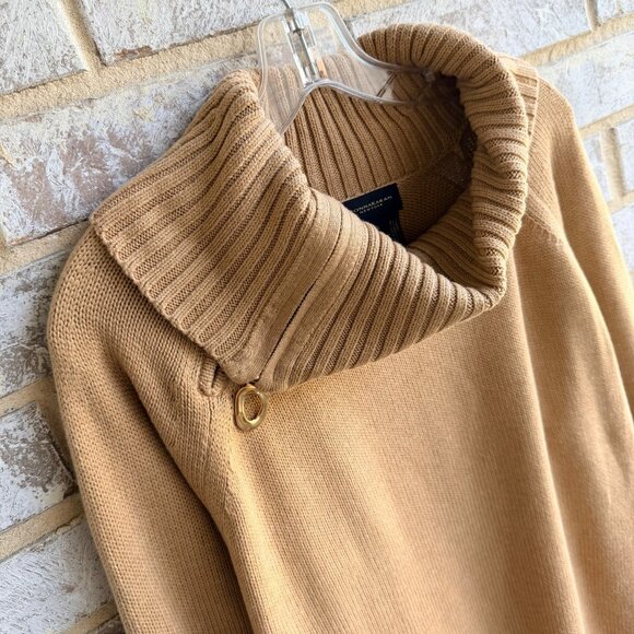 Donna Karan New York Long Sleeve Zip Side Cowl Neck Wool Blend Sweater Size XL. - Picture 5 of 8